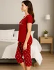 Damen Schlafanzug rot 3/4 Hose Caprihose Größe S Produktbild-Vorschau 3