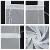 A collage of four close-up images showing details of a white sheer curtain or blind. Produktbild-Vorschau