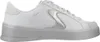 A side view of a white Skechers sneaker with silver accents. Produktbild-Vorschau