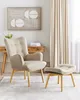 BELIANI Sessel Beige Stoff Gepolstert Gesteppt mit Hocker Produktbild-Vorschau 2