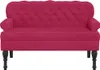 A pink loveseat with tufted back and black legs on a white background. Náhľad obrázku produktu