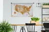 MuchoWow® Wandteppich Wandbehang Karte - Amerika - Gold Produktbild-Vorschau 3