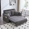 A gray sofa bed is shown in a living room setting, partially unfolded. Voir les images du produit