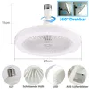A white ceiling fan light with dimensions labeled. Voir les images du produit