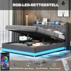 OKWISH Lit Coffre 140x200 cm - Lit Capitonné avec LED et Voir les images du produit 4