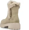 A single beige winter boot with faux fur trim is shown from the back. Voir les images du produit