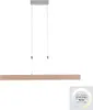 A modern LED pendant light with a wooden finish. Produktbild-Vorschau