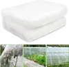 A collage of images showing a folded white fabric, a plant covered with netting, and rows of plants covered with netting structures. Produktbild-Vorschau