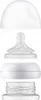 A disassembled baby bottle with its components laid out vertically. Podgląd zdjęcia produktu