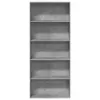 A tall, narrow, five-shelf bookcase with a concrete gray finish, presented against a plain white background. Náhled obrázku produktu