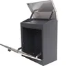 A dark gray mailbox with its top lid and front door open, set against a white background. Produktbild-Vorschau