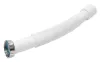 A white flexible drain hose with a chrome fitting on one end, isolated on a white background. Produktbild-Vorschau