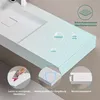 A close-up marketing image of a white mineral cast washbasin, highlighting its features. Produktbild-Vorschau