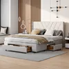 UnboxG Polsterbett 140x200cm, Doppelbett mit 3 Schubladen Produktbild-Vorschau 1