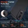 A black phone case is shown with marketing text and graphics highlighting its protective features. Produktbild-Vorschau