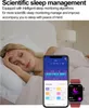 A woman sleeping in bed, with a smartwatch and smartphone displaying sleep data next to her. Náhled obrázku produktu