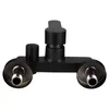 A black bathroom faucet with two knobs and a lever, shown against a white background. Produktbild-Vorschau