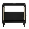 An open black cabinet with cane-paneled doors against a white background. Produktbild-Vorschau