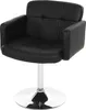 A black leather chair with a chrome base. Produktbild-Vorschau