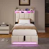 INONEFT Polsterbett 90x200 cm LED Beleuchtung und USB Produktbild-Vorschau 7