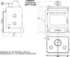 Technical drawings and dimensions of a fireplace insert. Anteprima dell’immagine prodotto