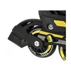 A close-up view of the wheels and frame of a rollerblade. Produktbild-Vorschau