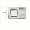 A top-down view of a stainless steel kitchen sink with dimensions indicated. Produktbild-Vorschau