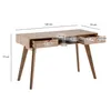 A wooden desk with dimensions indicated by measurement lines and text. Anteprima dell’immagine prodotto