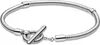 A silver Pandora Moments T-Verschluss Schlangen-Gliederarmband is displayed on a white background. Náhled obrázku produktu