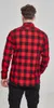 A person wearing a red and black checkered flannel shirt. Produktbild-Vorschau