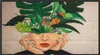 A painting of a woman's head with plants growing out of it, displayed on a digital screen. Podgląd zdjęcia produktu