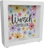 Blumen Rahmen Spardose aus Holz mit Spruch Wunscherfüller Produktbild-Vorschau 1