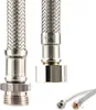 Close-up of two braided metal hoses with metal fittings. Produktbild-Vorschau