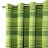 A close-up view of green striped curtains hanging from a curtain rod. Náhled obrázku produktu