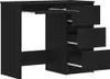 A black wooden desk with drawers and a pull-out keyboard tray. Produktbild-Vorschau