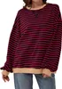 ASKSA Damen Sweatshirt Oversized Gestreift Farbblock Produktbild-Vorschau 2