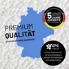 A graphic overlay on a background of white beads, featuring a map of Germany and marketing text. Produktbild-Vorschau