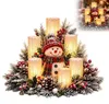Weihnachtsdeko Schneemann mit LED Kerzenlicht, Tischdeko Produktbild-Vorschau 1