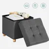Skládací taburet a úložný box Otoman s dřevěnými nohami a Náhled obrázku produktu 8