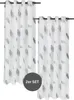 Two white curtains with a feather pattern hanging on a rod. Produktbild-Vorschau