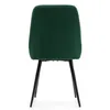 A back view of a green velvet dining chair with black metal legs, isolated on a white background. Produktbild-Vorschau