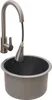 A stainless steel kitchen sink with a pull-down faucet, shown against a white background. Podgląd zdjęcia produktu
