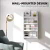 HOMCOM Wand-Bücherregal mit 4 Ablagen, Kinder-Bücherregal Produktbild-Vorschau 4