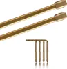 Two gold curtain rods and four gold L-shaped screws are shown against a white background. Anteprima dell’immagine prodotto