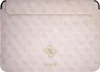 A flat lay of a pink laptop sleeve with a repeating Guess logo pattern. Anteprima dell’immagine prodotto