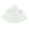 A white glass corner shelf with two silver brackets, shown against a white background. Voir les images du produit