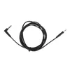 A black audio cable with gold-plated connectors is laid out on a white background. Produktbild-Vorschau