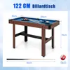 A diagram showing a billiard table with dimensions and accessories. Produktbild-Vorschau
