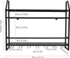 A diagram showing the dimensions of a black metal wall shelf with wine glass holders. Podgląd zdjęcia produktu