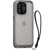 A back view of an iPhone 15 Pro Max in a clear protective case with a black lanyard attached. Náhled obrázku produktu